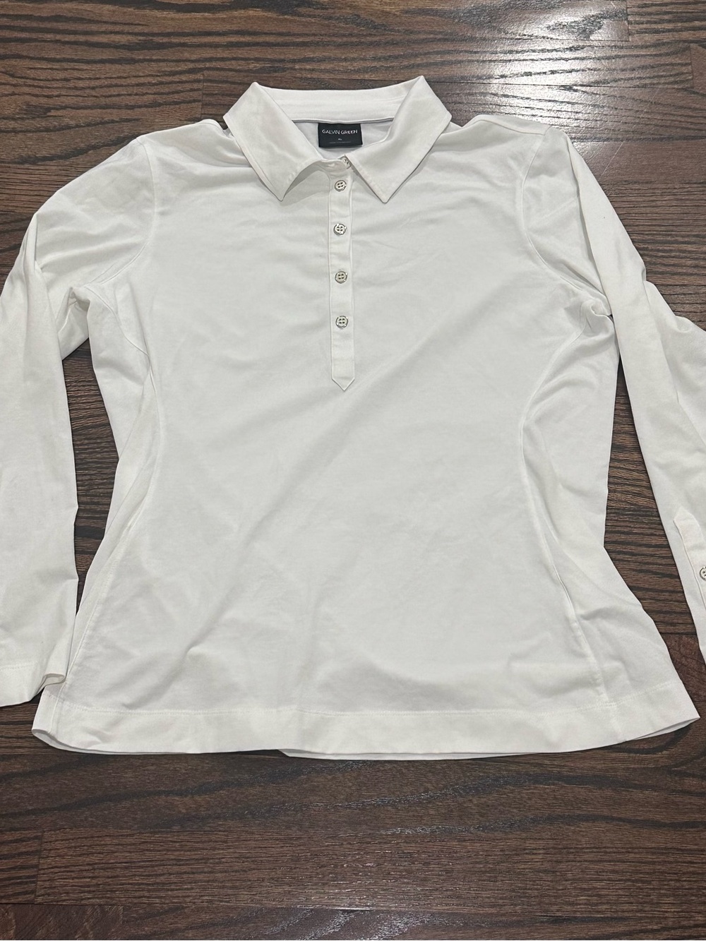 Galvin Green Women's White Long-Sleeve Polo Shirt with St. Andrew’s logo